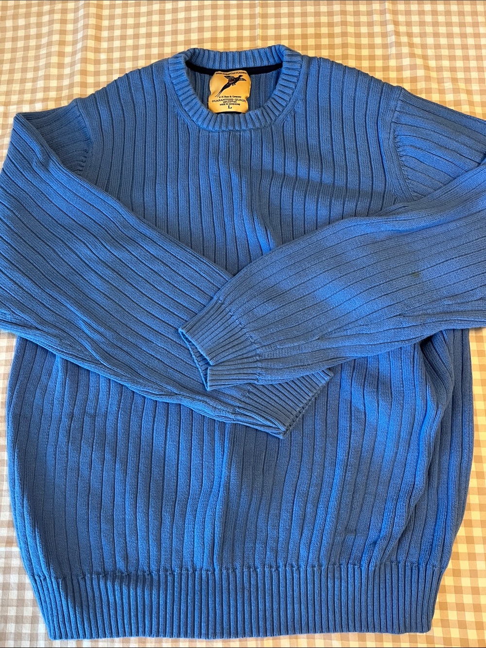 G.H. Bass Blue Ribbed cotton Crewneck Sweater